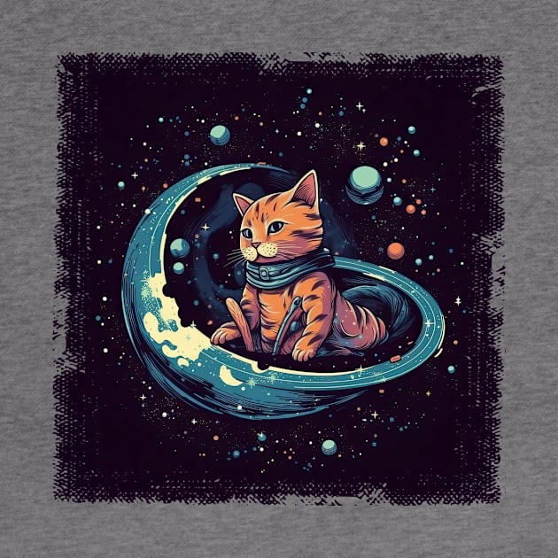 Cute Cat Floating in Space by erzebeth